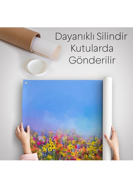 Duvar Örtüsü Soyut Suluboya Çiçekler Kaliteli Kanvas Duvar HALISI-3996