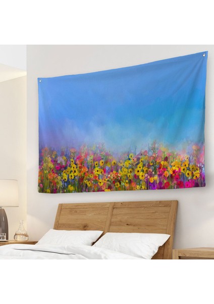 Duvar Örtüsü Soyut Suluboya Çiçekler Kaliteli Kanvas Duvar HALISI-3996