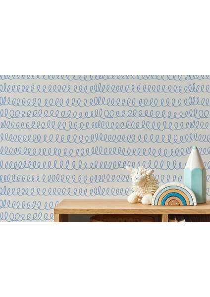 Mavi Çizgi Desenli Çocuk Odası Duvar KAĞIDI-5774 modelleri