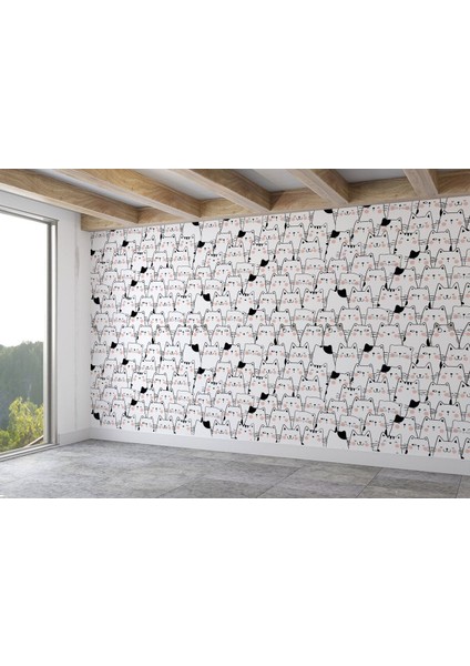 Sevimli Kediler Desenli Duvar KAĞIDI-5754 fiyatları