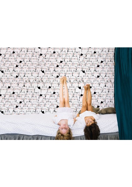 Sevimli Kediler Desenli Duvar KAĞIDI-5754 fırsatları