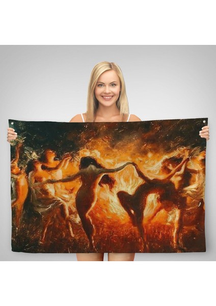 Şabat Ayinin De Ateş Etrafında Dans Eden Kadınlar Duvar ÖRTÜSÜ-HALISI-6568 fiyatları