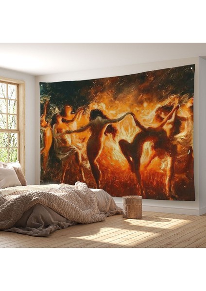 Şabat Ayinin De Ateş Etrafında Dans Eden Kadınlar Duvar ÖRTÜSÜ-HALISI-6568