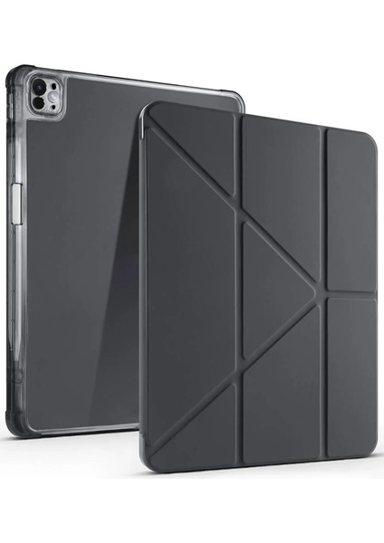 Ipad Air 13 (2024) Kılıf Kalemlikli Mars Tablet Kılıfı - Gri Nrmsa