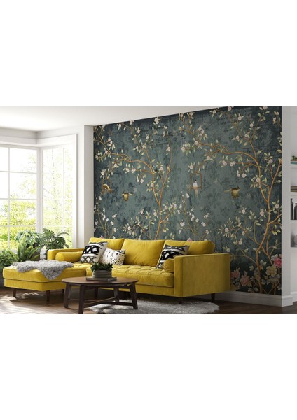 Tropical Ağaç Yaprakları ve Kuşlar Duvar KAĞIDI-5616 fiyatları