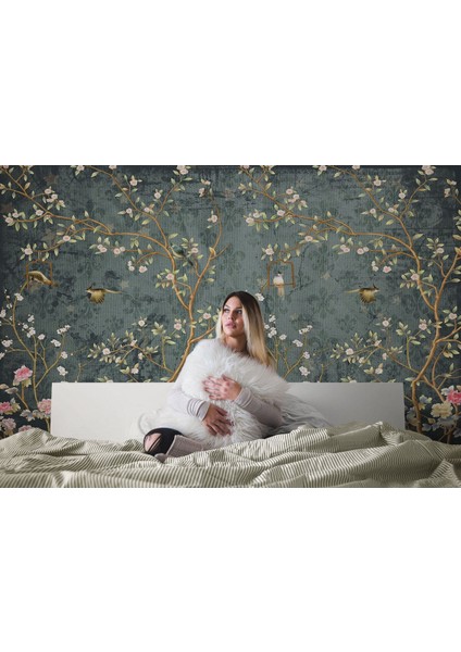 Tropical Ağaç Yaprakları ve Kuşlar Duvar KAĞIDI-5616 fırsatları