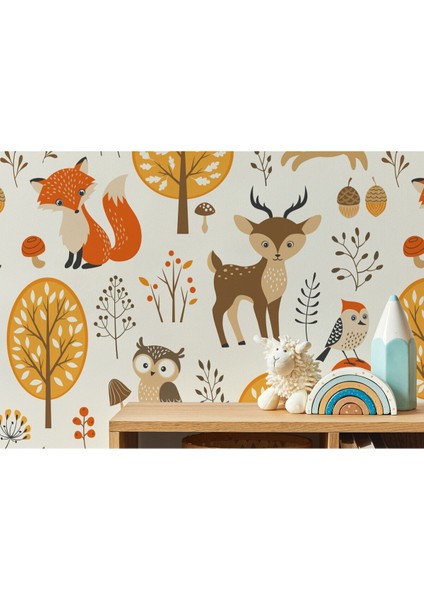 Db Renkli Orman Hayvanları Duvar KAĞIDI-5705 fırsatları