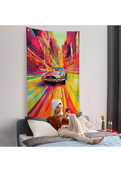 Renkli Klasik Araba Duvar ÖRTÜSÜ-7857 fiyatları