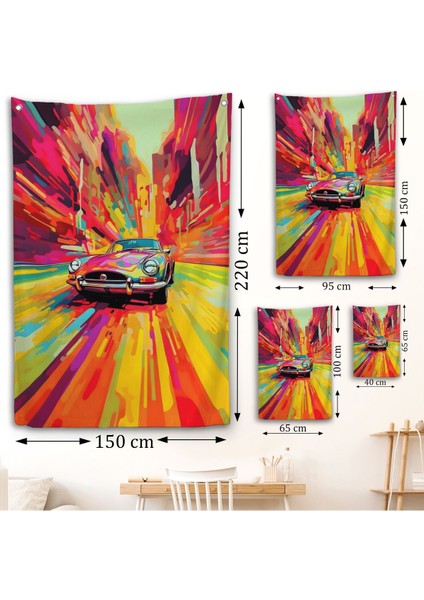 Renkli Klasik Araba Duvar ÖRTÜSÜ-7857 fırsatları