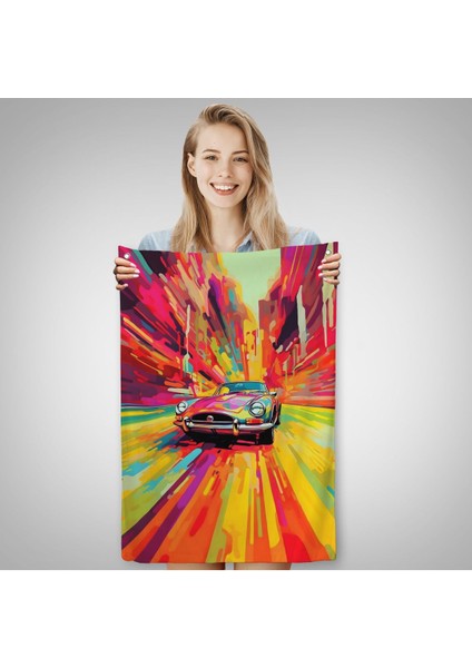 Renkli Klasik Araba Duvar ÖRTÜSÜ-7857