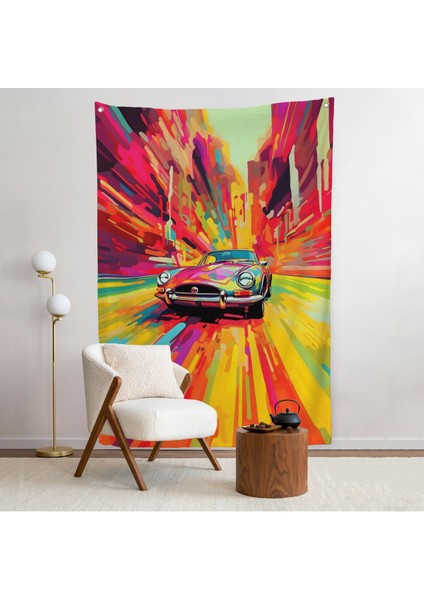 Renkli Klasik Araba Duvar ÖRTÜSÜ-7857