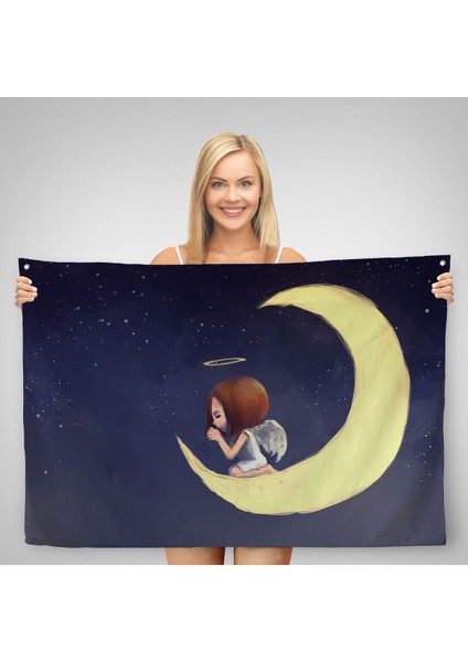 Ay'da Diz Çöküp Dua Eden Melek Kızın Duvar ÖRTÜSÜ-HALISI-1210 fiyatları