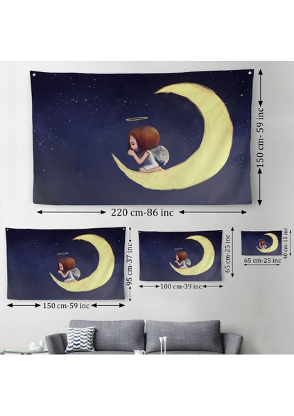 Ay'da Diz Çöküp Dua Eden Melek Kızın Duvar ÖRTÜSÜ-HALISI-1210 modelleri