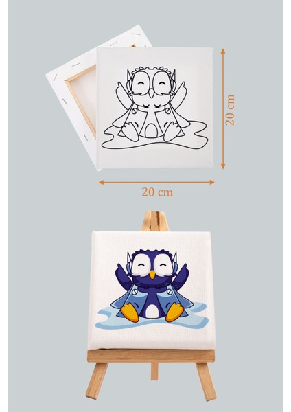 Sevimli Mavi Penguen, Çocuk Eğitici Tuval Boyama Hobi SETI-9109 fırsatları