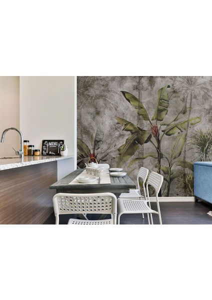 Tropikal Orman Bitkileri Desenli Duvar KAĞIDI-5633