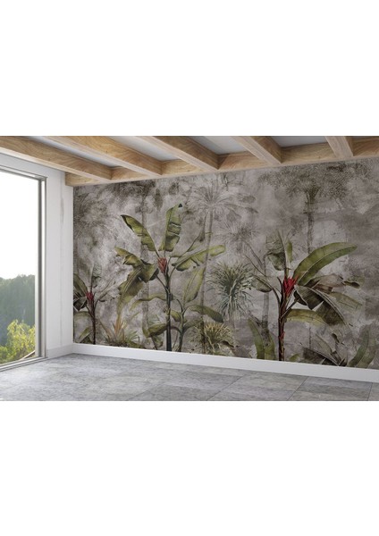 Tropikal Orman Bitkileri Desenli Duvar KAĞIDI-5633 fırsatları