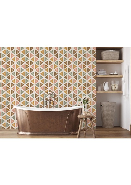 Lts SERI001 Renkli Pastel Şekiller Modern Duvar KAĞIDI-5545