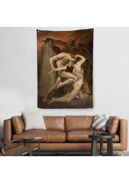 Dante ve Virgil Cehennemde William Adolphe Bouguereau Klasik Duvar Örtüsü - HALISI-5265