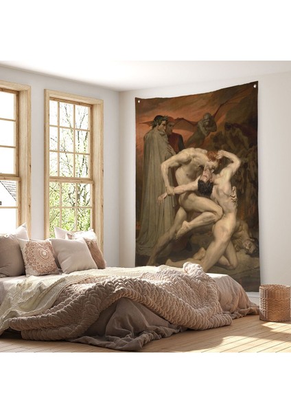 Dante ve Virgil Cehennemde William Adolphe Bouguereau Klasik Duvar Örtüsü - HALISI-5265
