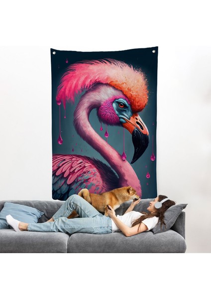 Pembe Hippi Filamingo Duvar ÖRTÜSÜ-7869