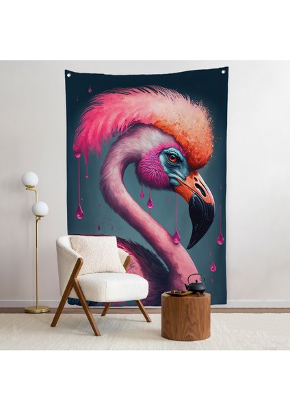 Pembe Hippi Filamingo Duvar ÖRTÜSÜ-7869