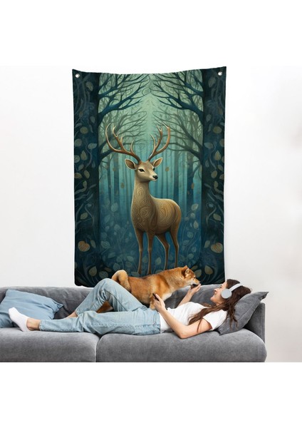 Suluboya Geyik Duvar ÖRTÜSÜ-7524