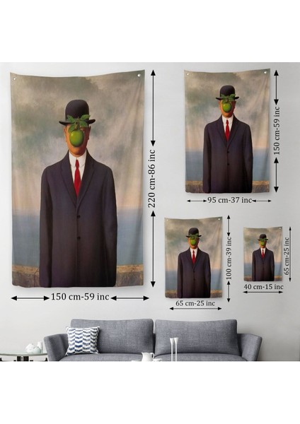 Renee Magritte'in Adamın Oğlu Isimli Eseri Duvar Örtüsü - HALISI-5132 modelleri
