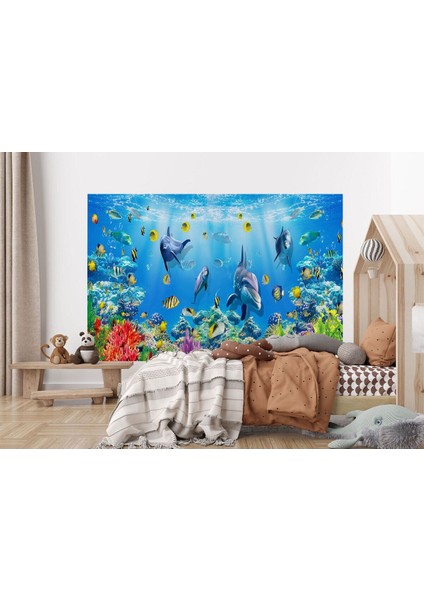Deniz Altında Sevimli Yunus Balıkları Duvar KAĞIDI-5614 modelleri