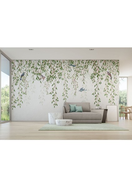 Sarmaşıktaki Kuşlar Desenli Duvar KAĞIDI-5613