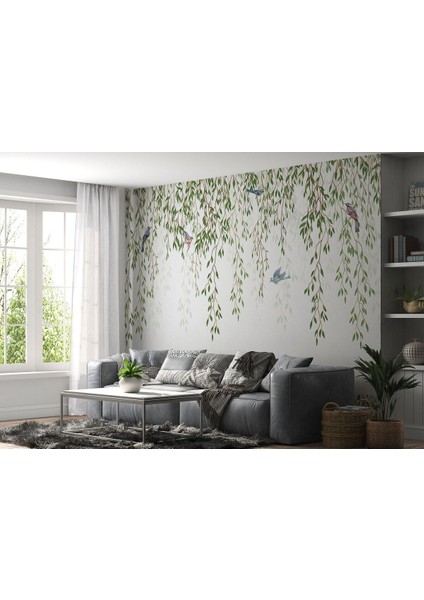 Sarmaşıktaki Kuşlar Desenli Duvar KAĞIDI-5613 fiyatları