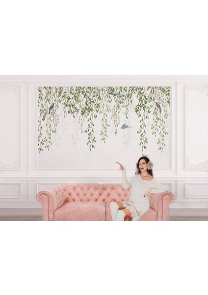 Sarmaşıktaki Kuşlar Desenli Duvar KAĞIDI-5613 modelleri