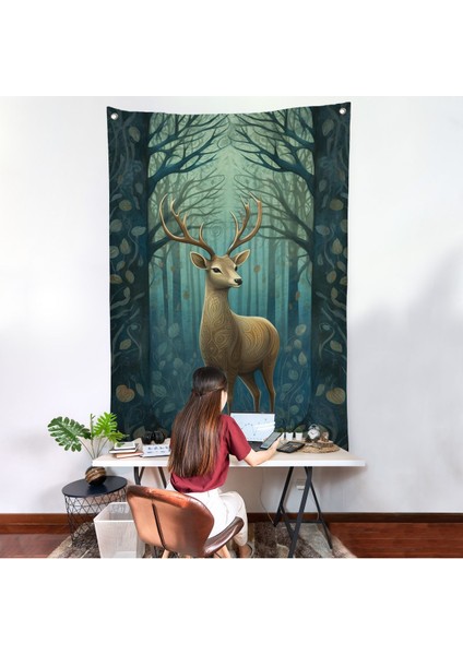 Suluboya Geyik Duvar ÖRTÜSÜ-7524