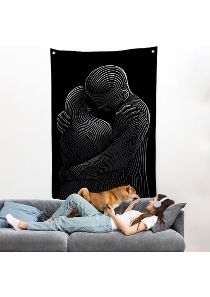 Linear Hug Sarılan Çift Duvar ÖRTÜSÜ-7819