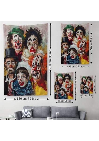 Mutsuz Palyaçolar Dekoratif Duvar ÖRTÜSÜ-HALISI-6421 modelleri