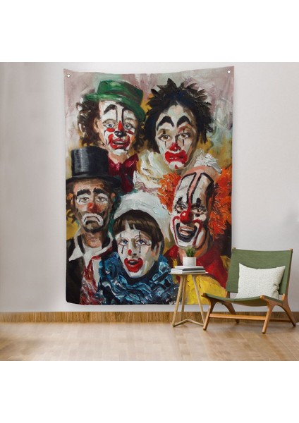 Mutsuz Palyaçolar Dekoratif Duvar ÖRTÜSÜ-HALISI-6421