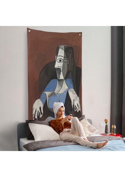 Pablo Picasso - Koltukta Oturan Soyut Kadın Duvar ÖRTÜSÜ-7296 fiyatları