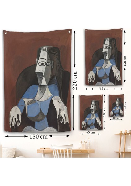 Pablo Picasso - Koltukta Oturan Soyut Kadın Duvar ÖRTÜSÜ-7296 fırsatları