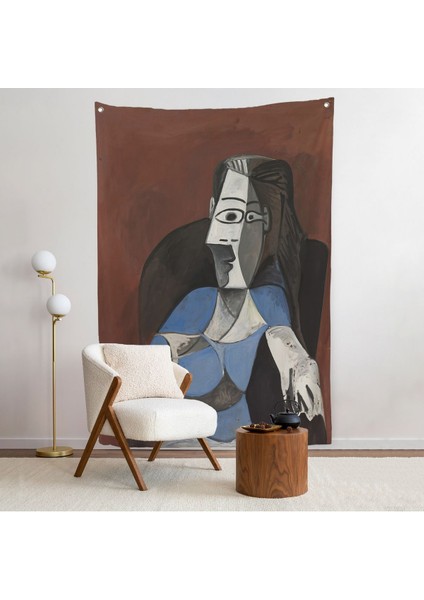 Pablo Picasso - Koltukta Oturan Soyut Kadın Duvar ÖRTÜSÜ-7296