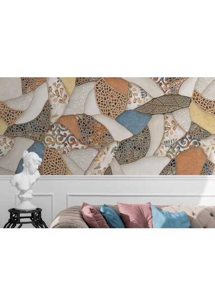 Kırık Mermer Parçaları Desenli Duvar KAĞIDI-5765 fırsatları