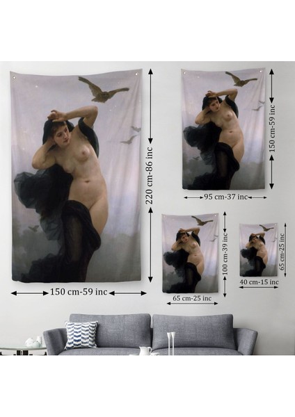 William-Adolphe Bouguereau The Night Duvar Örtüsü - HALISI-6066 modelleri