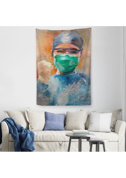 19DÖVÜŞEN Soyut Hemşire, Tıbbi Soyut Duvar Örtüsü - Halısı -5246