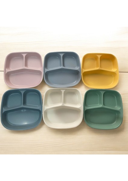 3 Bölmeli Kahvaltı Tabağı Plastik Piknik Kamp Çerez Yemek Servis Tabağı 21,5X23X3,5CM