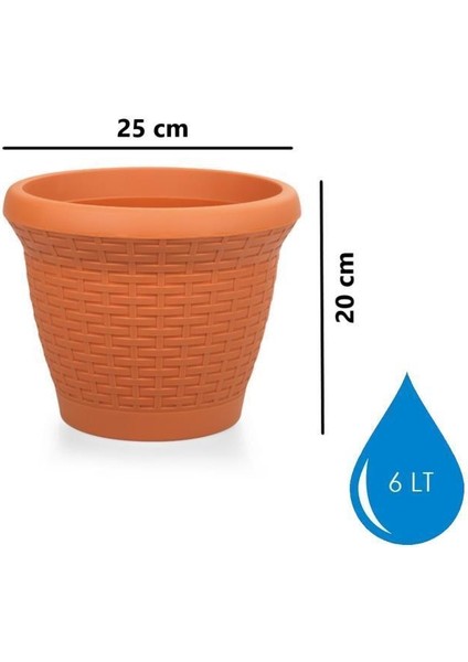 SO-HS02 Plastik Hasır Desenli Saksı 6 Lt Kiremit 6 Adet fiyatları