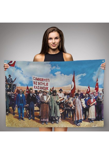 Biz Cumhuriyeti Böyle Kazandık Duvar ÖRTÜSÜ-HALISI-6573 fiyatları