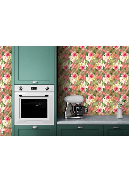 Çiçek ve Yaprak Desenli Duvar KAĞIDI-5578