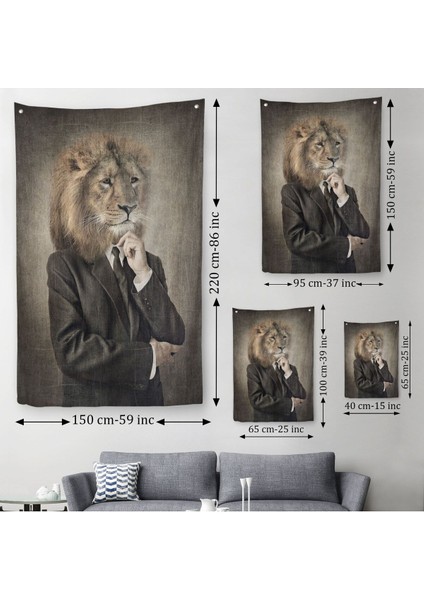Aslan Kafalı Insan Duvar Örtüsü - HALISI-4993 modelleri
