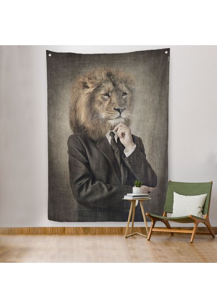 Aslan Kafalı Insan Duvar Örtüsü - HALISI-4993