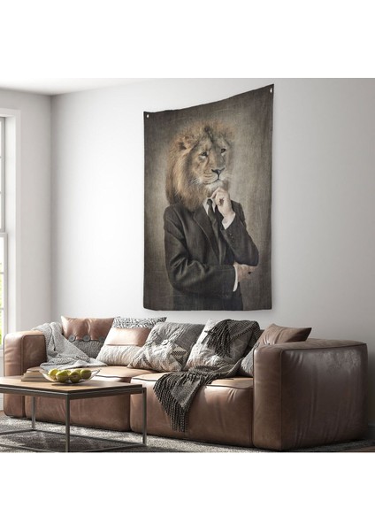 Aslan Kafalı Insan Duvar Örtüsü - HALISI-4993