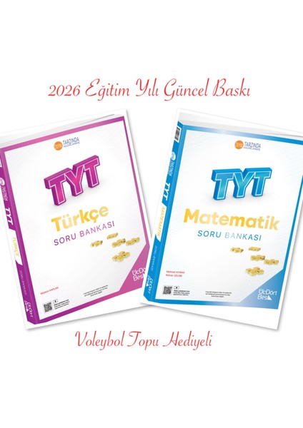 Üç Dört Beş Yayınları, Tyt Türkçe - Matematik Soru Bankası Seti, Voleybol Topu Hediyeli