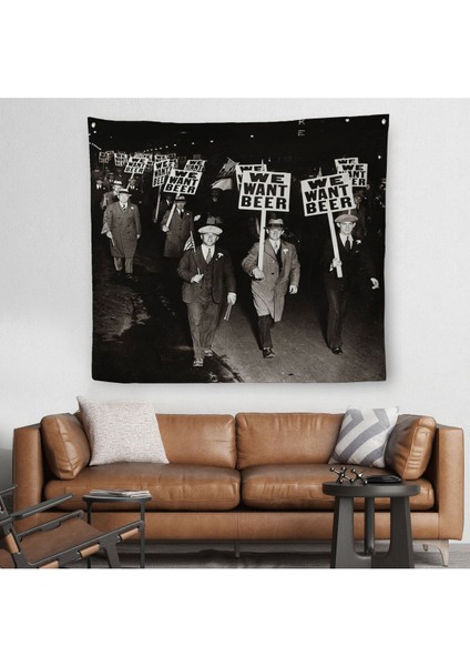 Olağandışı 1931 Yasak Protesto Fotoğrafı Kanvas Duvar ÖRTÜSÜ-HALISI-5336